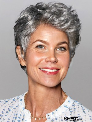 Wigs For Women Salt And Pepper Cropped Wavy Grey Wigs