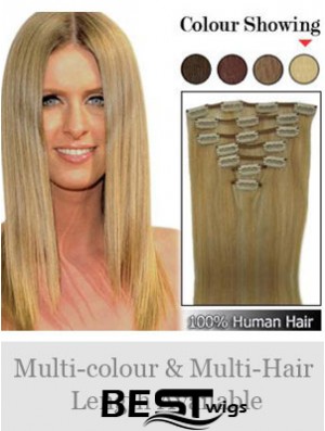 Stylish Blonde Straight Remy Human Hair Clip In Hair Extensions