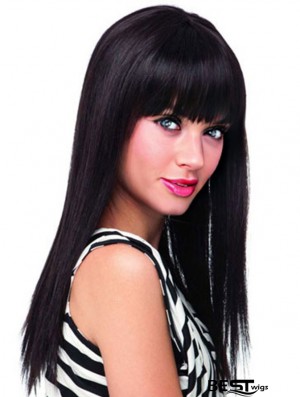 Black Wigs  With Bangs Long Length Blonde Color