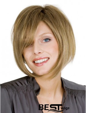 Blonde Straight Chin Length Bobs 100% Hand-tied Cheap Wigs For Women