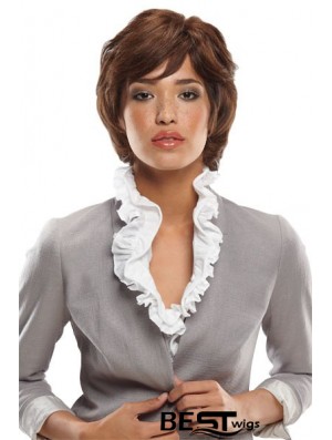 Bobs Chin Length Auburn Wavy Durable Petite Wigs