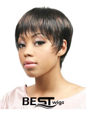 African Hair Wigs Boycuts Cropped Length Straight Style With Capless