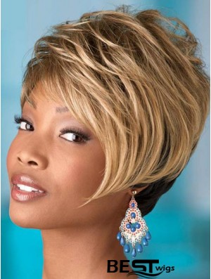 Short Blonde Wavy Boycuts Comfortable African American Wigs