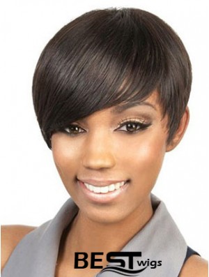 Cropped Brown Straight Boycuts Suitable African American Wigs