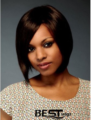 Chin Length Brown Straight Bobs Flexibility African American Wigs