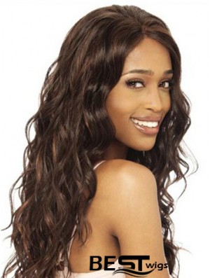 Brown Long Hairstyles Wavy Without Bangs Lace Wigs