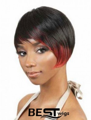 Short Black Straight Layered Fashionable African American Wigs