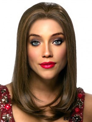 Fashionable Brown Long Without Bangs Straight Glueless Lace Front Wigs