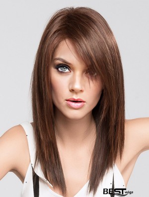 Brown 16 inch With Bangs Long Trendy Monofilament Wigs