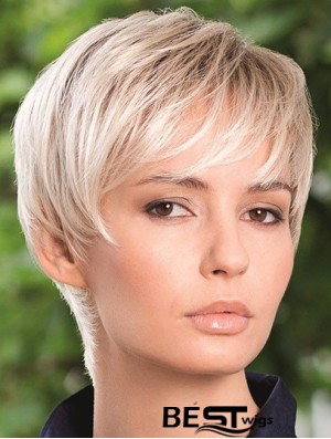 Synthetic Hair Wig Boycuts Straight Style Blonde Color Short Length