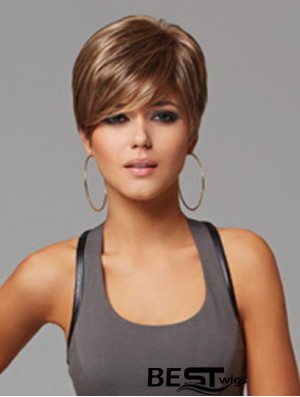 Convenient 5 inch Straight Brown Layered Short Wigs