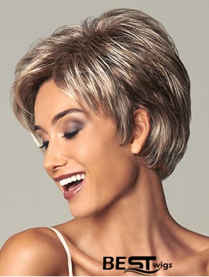 Best 7 inch Straight Brown Layered Short Wigs