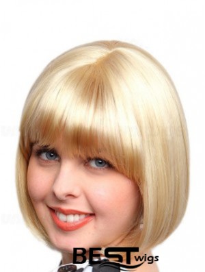 Chin Length Bobs Straight Blonde Affordable Synthetic Wigs