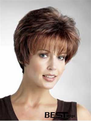 Good 8 inch Straight Auburn Layered Short Wigs