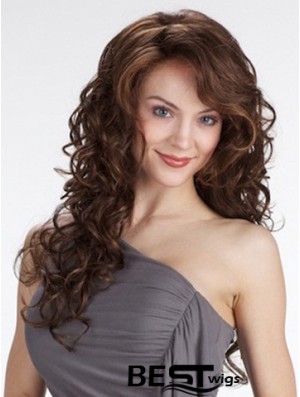 Curly With Bangs Long Brown Beautiful Lace Front Wigs