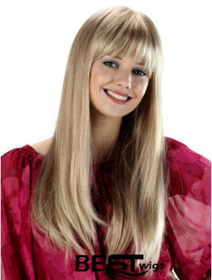 Long With Bangs Straight Blonde Fabulous Synthetic Wigs