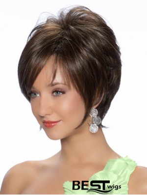 Black Chin Length Straight Layered 8 inch Sassy Medium Wigs