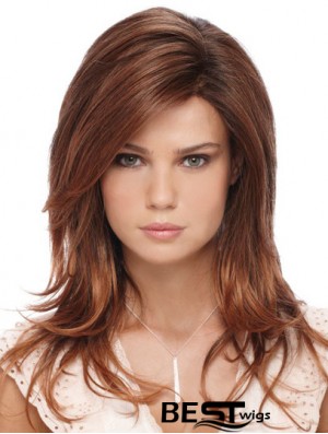 Fashion Auburn Long With Bangs Straight Glueless Lace Front Wigs