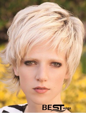 Discount 8 inch Straight Blonde Layered Short Wigs