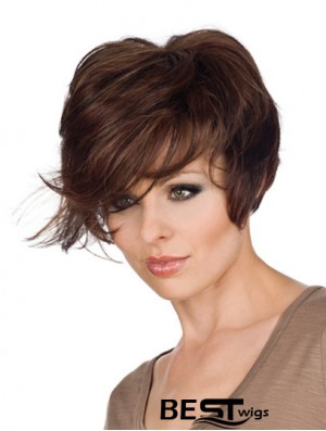 Great 8 inch Wavy Brown With Bangs Short Wigs