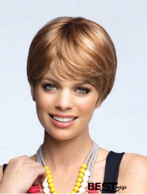 Flexibility 8 inch Straight Blonde Boycuts Short Wigs