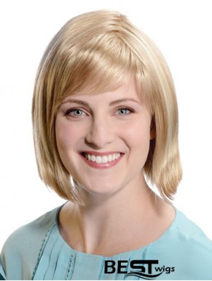 Straight Chin Length Blonde 11 inch Capless Comfortable Bob Wigs