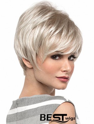 Popular 8 inch Straight Blonde With Bangs Short Wigs