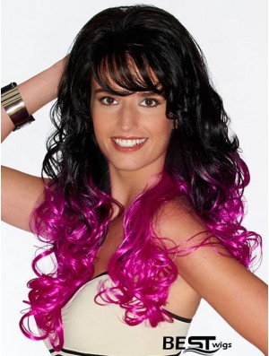 Curly Suitable 22 inch Ombre/2 Tone With Bangs Long Wigs