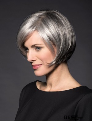 Lace Front 8 inch Short Synthetic Straight Grey Wigs For Women