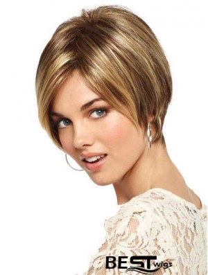 Short Straight Monofilament Blonde Sleek Bob Wigs