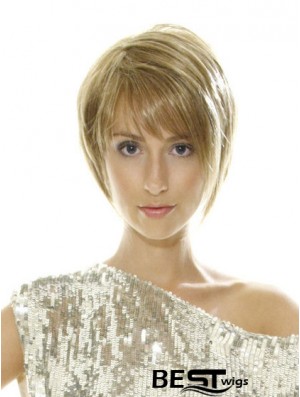 Short Blonde Style 8 inch Straight Bob Wigs