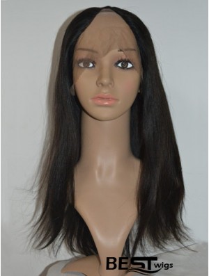 U Part Wig Cap With Lace Front Remy Long Length Black Color