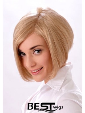 Chin Length Straight Monofilament Blonde Style Bob Wigs