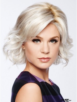 10 inch Chin Length Capless White Layered Bob Wig