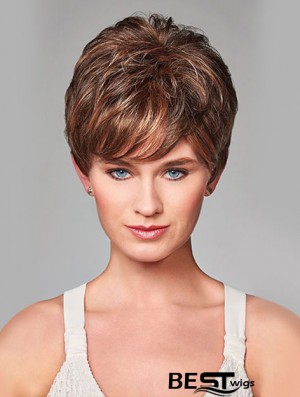 Wavy Short Brown 8 inch Monofilament Beautiful Bob Wigs