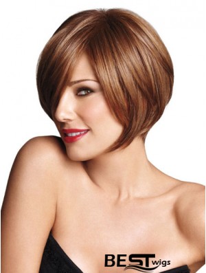 Capless Short Straight Brown Trendy Bob Wigs