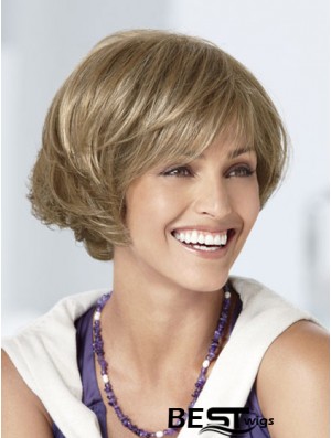 Capless Short Wavy Blonde Great Bob Wigs