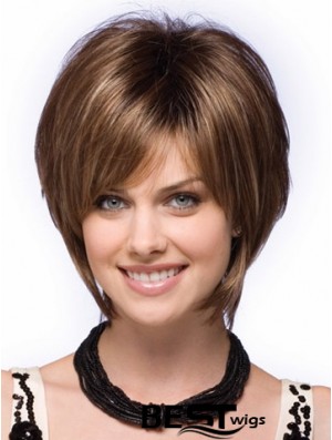 Capless Short Straight Brown Perfect Bob Wigs