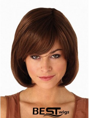 Capless Chin Length Straight Auburn Modern Bob Wigs