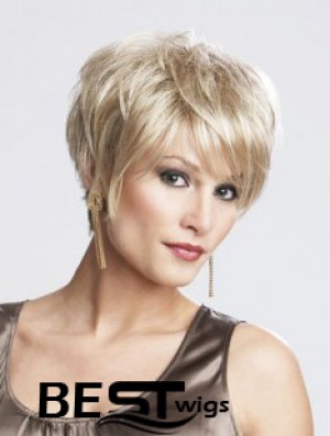 8 inch Sassy Straight Layered Blonde Short Wigs