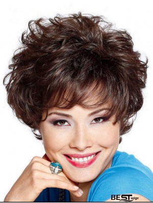 6.5 inch Designed Curly Layered Brown Short Wigs