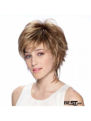 7 inch Modern Straight Layered Blonde Short Wigs