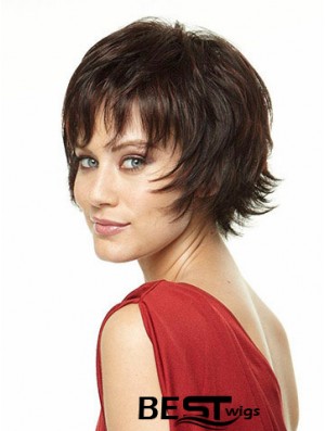 Layered Straight Brown Capless New Short Wigs