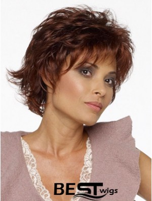 Layered Wavy Auburn Capless Natural Short Wigs