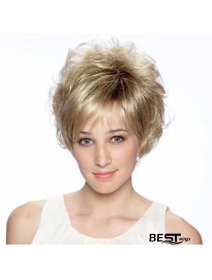 8 inch High Quality Curly Layered Blonde Short Wigs