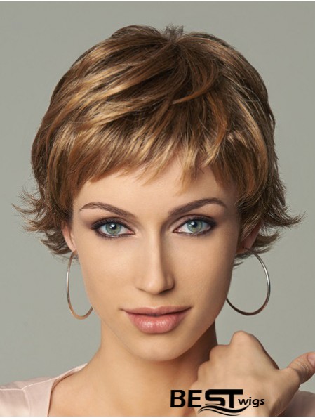 8 inch Style Wavy Layered Blonde Short Wigs