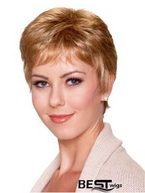 6 inch Good Straight With Bangs Blonde Short Wigs