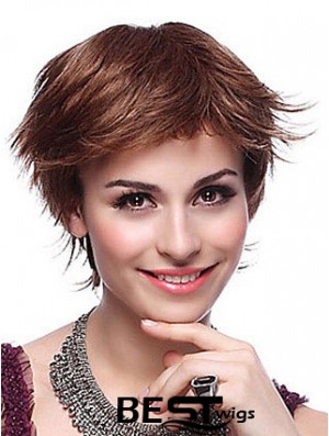 Layered Straight Auburn Capless Trendy Short Wigs