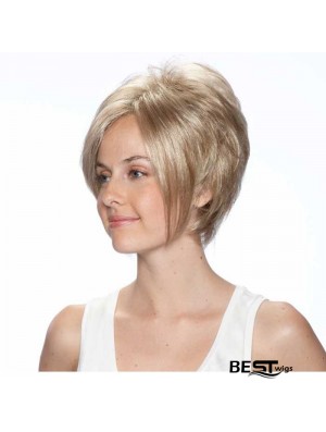 8 inch Online Straight Bobs Blonde Short Wigs