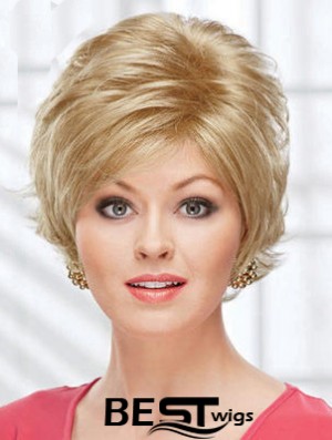 8 inch Beautiful Wavy Layered Blonde Short Wigs